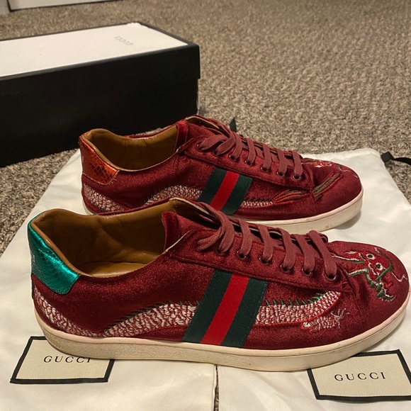 Gucci Men’s Velvet Dragons Size 10 - Picture 4 of 14